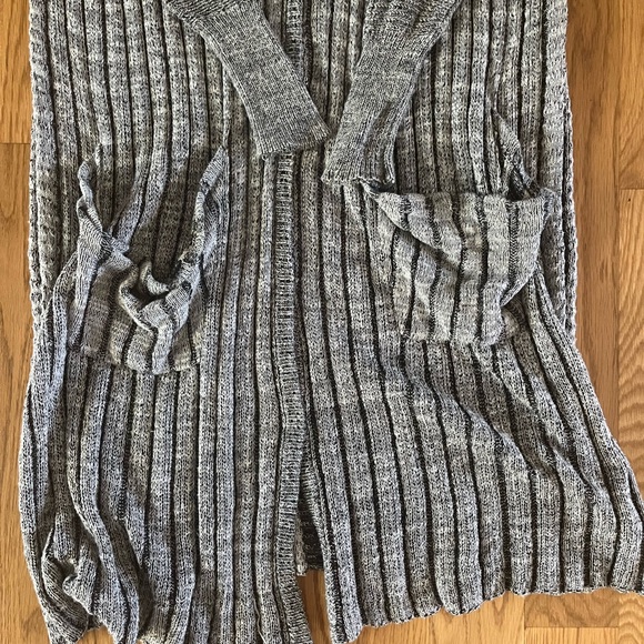 Free People Black/White Striped Duster Ribbed Sweater, Size Extra Small XS - Picture 2 of 5